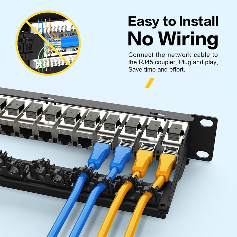 Enmane 24Port Patch Panel Cat6 Keystone Patch Panel(EC Listed) RJ45 Patch Panel Network Patch Panel with Smart Cable Management for 19inch Rackmount(Shielded) - Image 5